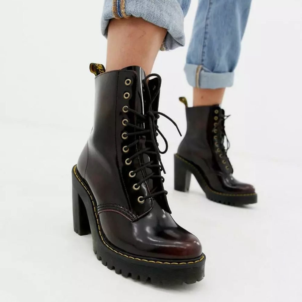 DR. MARTENS KENDRA ARCADIA LEATHER HEELED BOOTS 6
